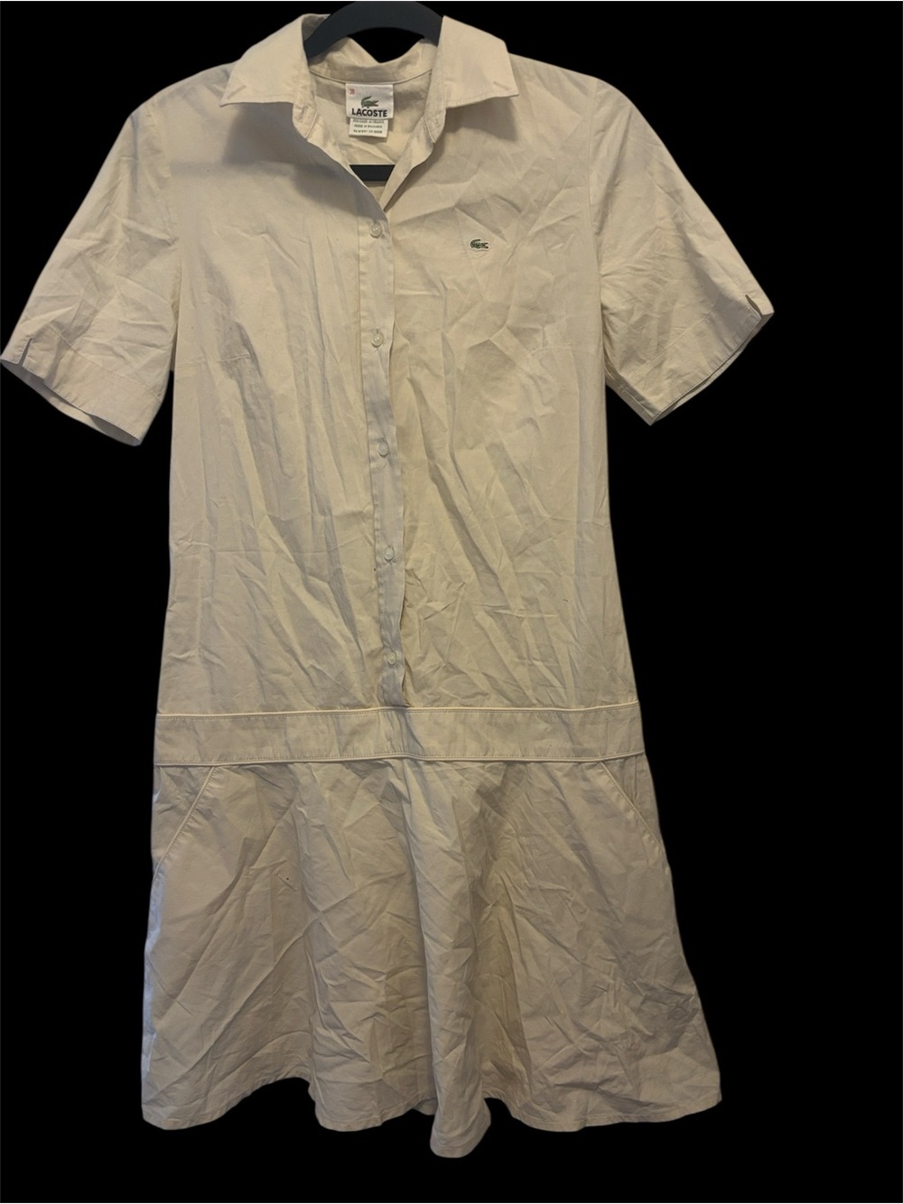 Lacoste White Short-Sleeve Shirt  minimalist neutral Mini Dress